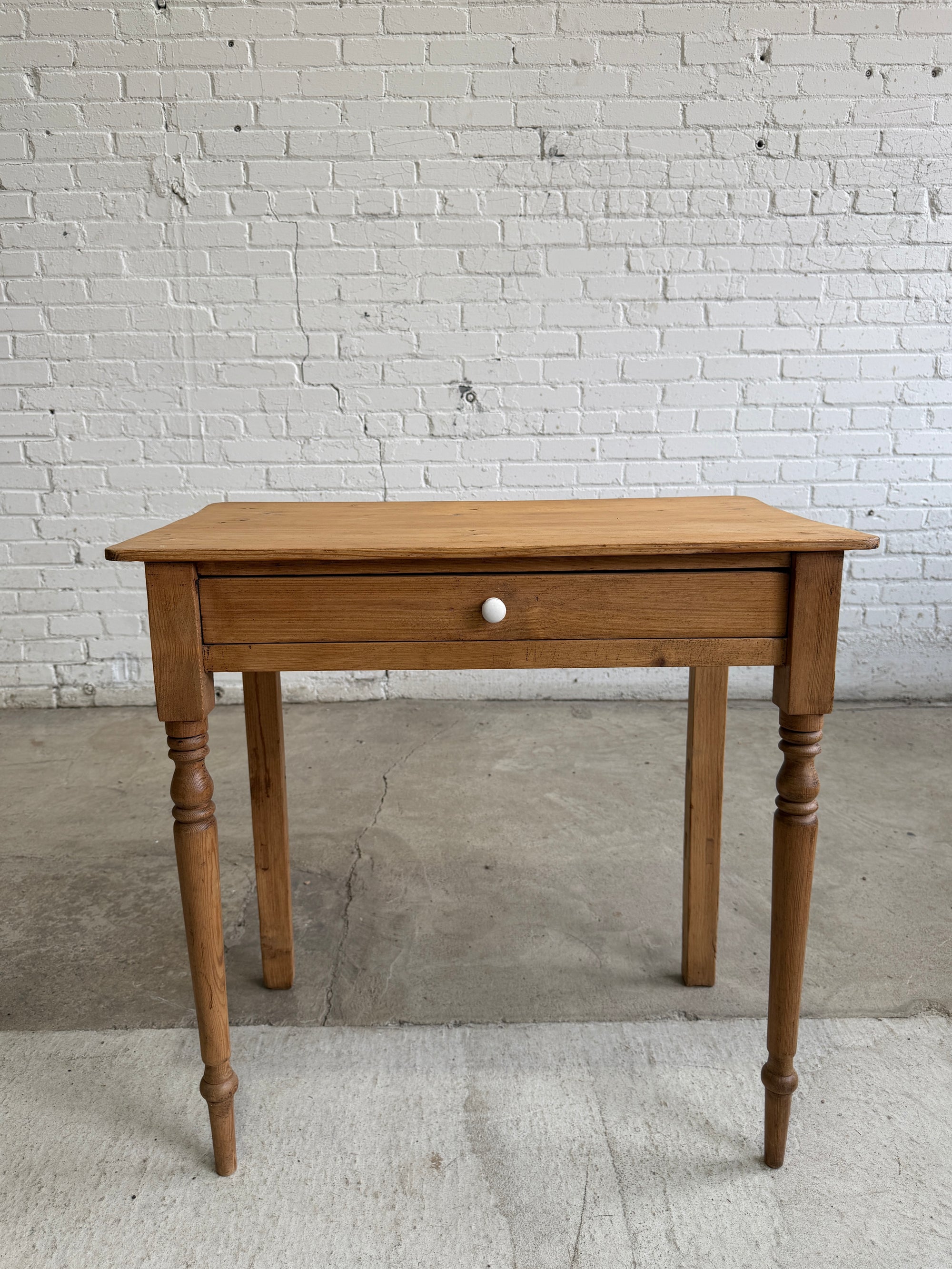 Antique Pine English Side Table with Drawer c. 1880