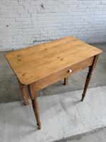 Antique Pine English Side Table with Drawer c. 1880