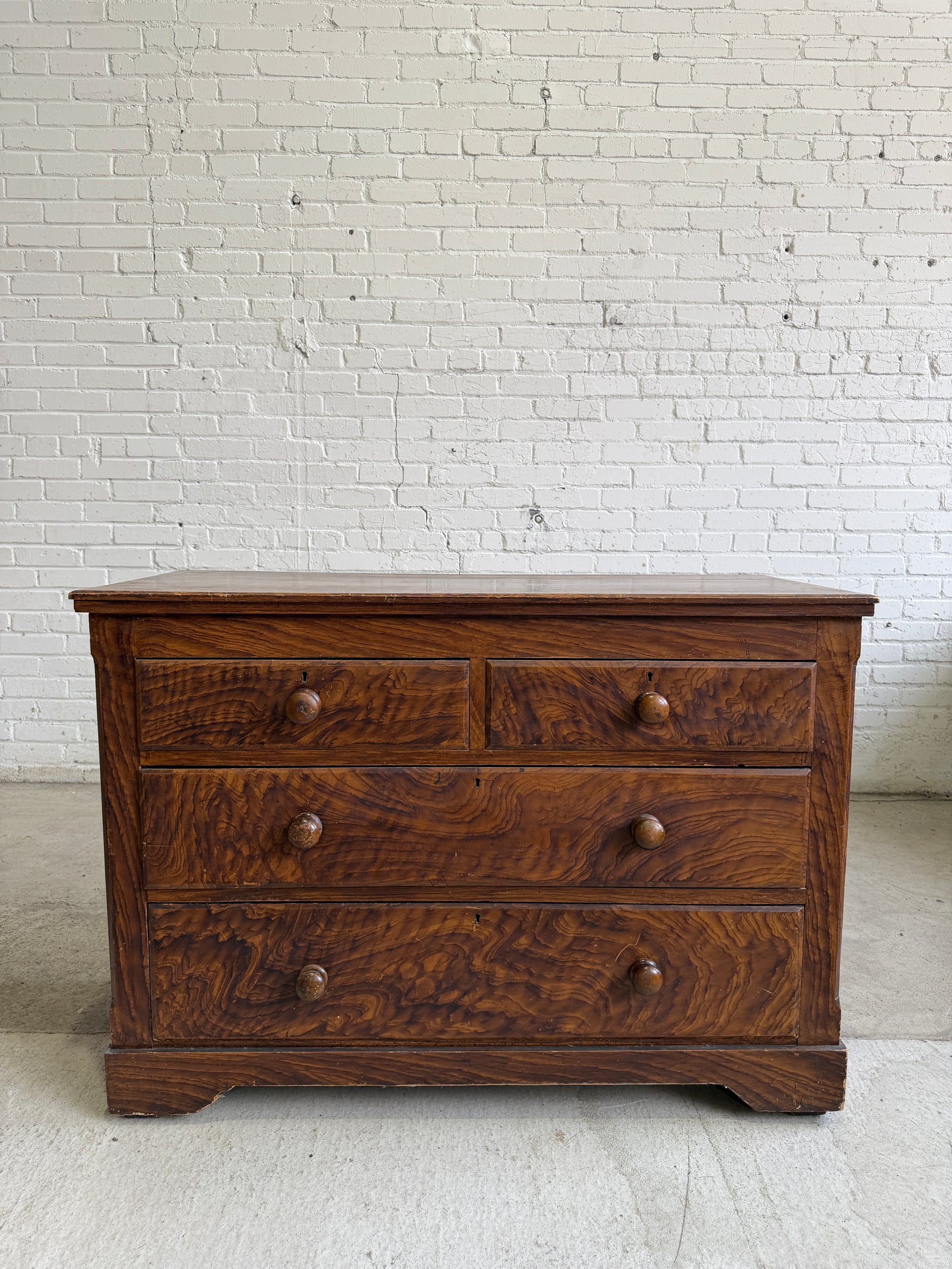 Antique Faux Grain English Chest of Drawers, c. 1890
