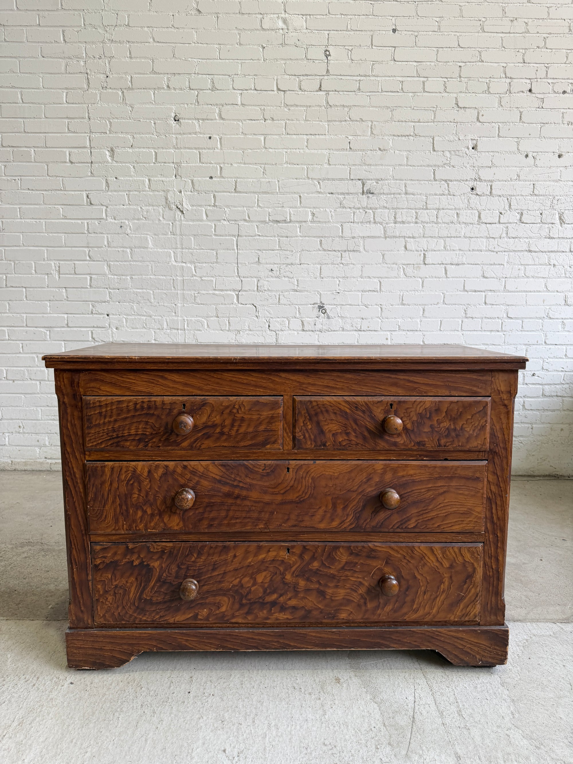 Antique Faux Grain English Chest of Drawers, c. 1890