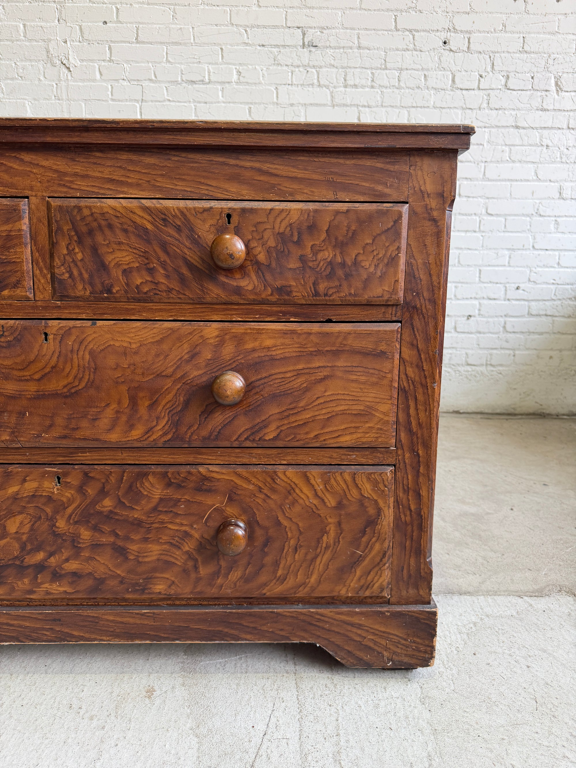 Antique Faux Grain English Chest of Drawers, c. 1890