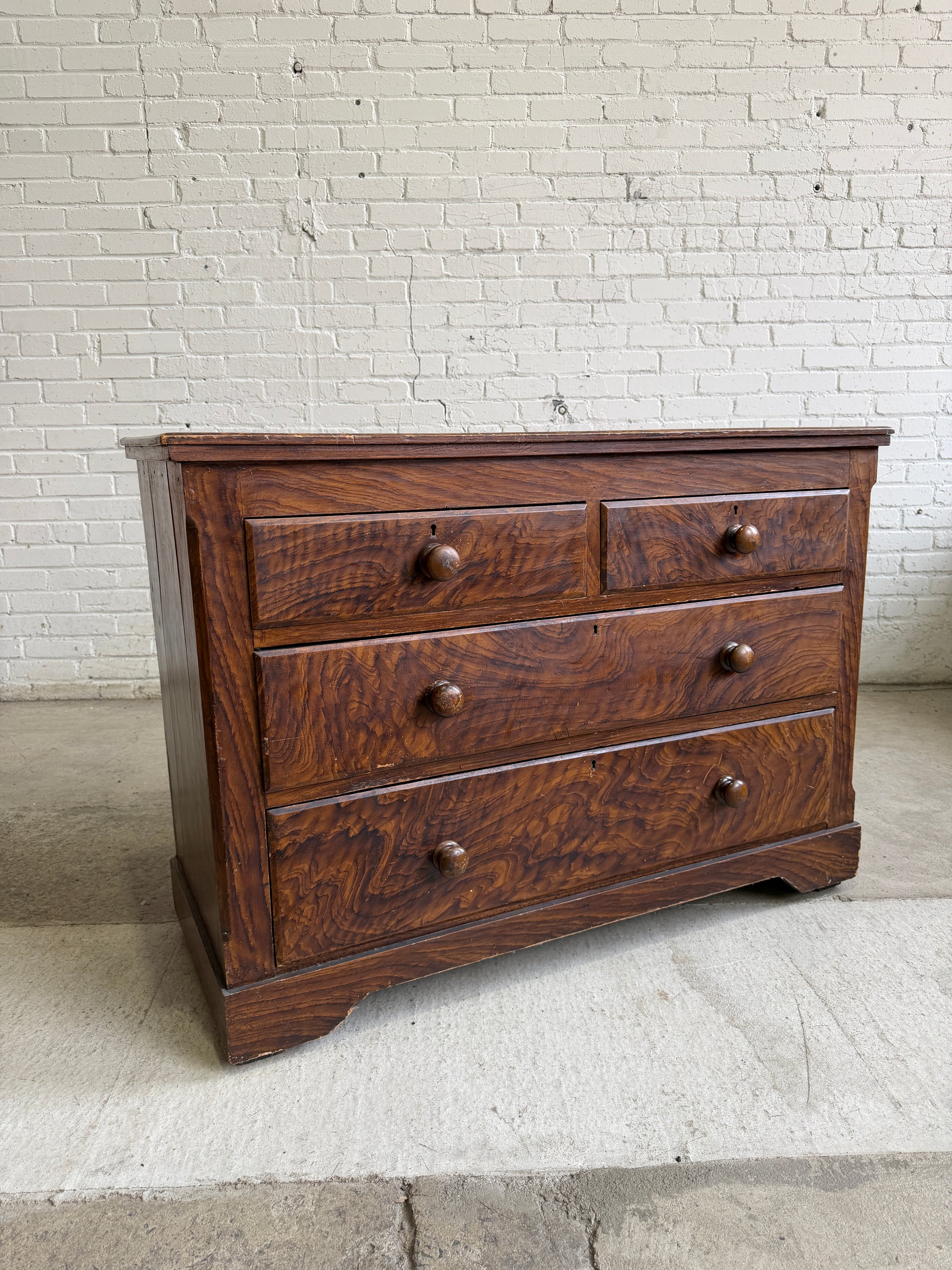 Antique Faux Grain English Chest of Drawers, c. 1890