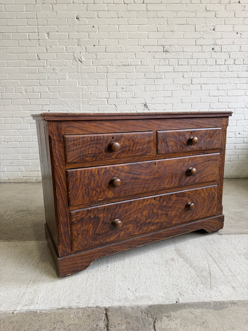 Antique Faux Grain English Chest of Drawers, c. 1890