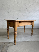 Antique Pine English Scullery Table with Green Glass Knobs, c. 1890