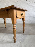 Antique Pine English Scullery Table with Green Glass Knobs, c. 1890