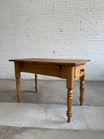 Antique Pine English Scullery Table with Green Glass Knobs, c. 1890