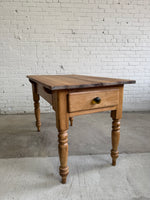 Antique Pine English Scullery Table with Green Glass Knobs, c. 1890