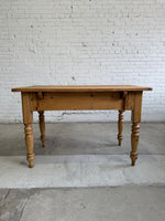 Antique Pine English Scullery Table with Green Glass Knobs, c. 1890