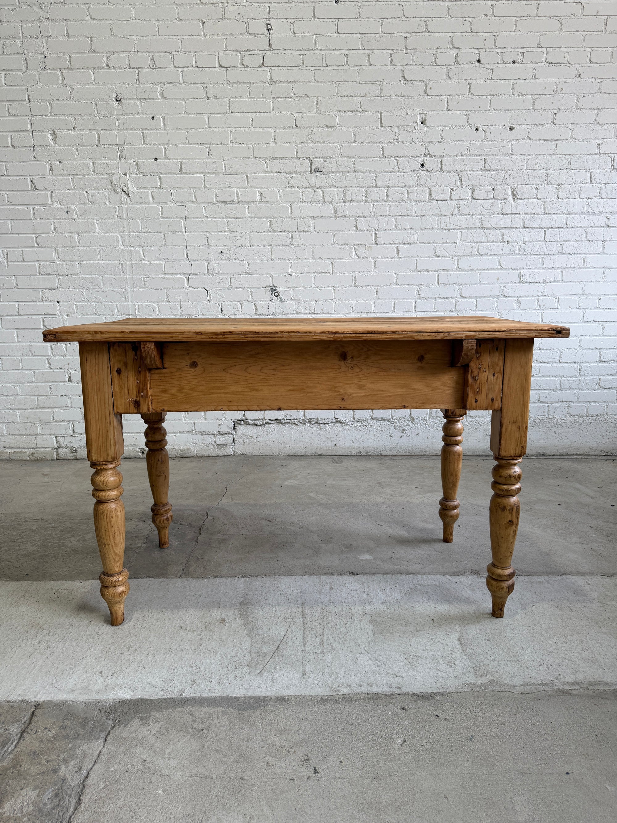Antique Pine English Scullery Table with Green Glass Knobs, c. 1890