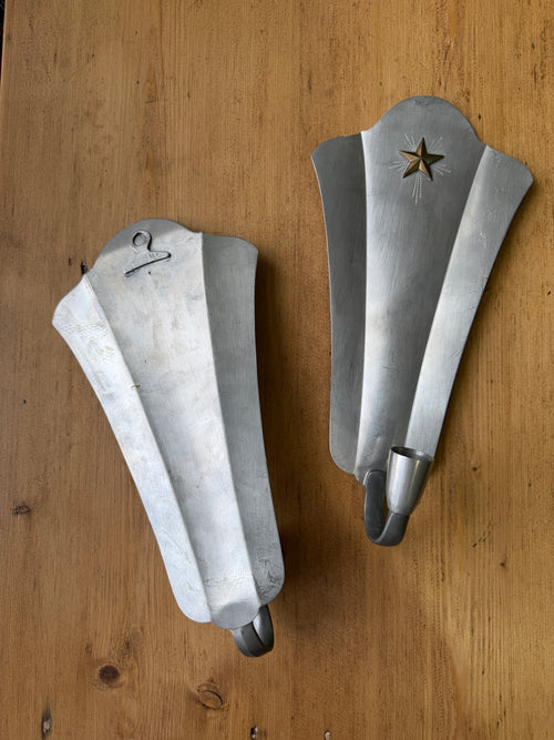 Vintage Swedish Pewter Wall Sconces
