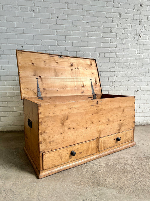 Antique Pine English Mule Chest with Locking Drawers c. 1840