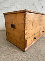 Antique Pine English Mule Chest with Locking Drawers c. 1840