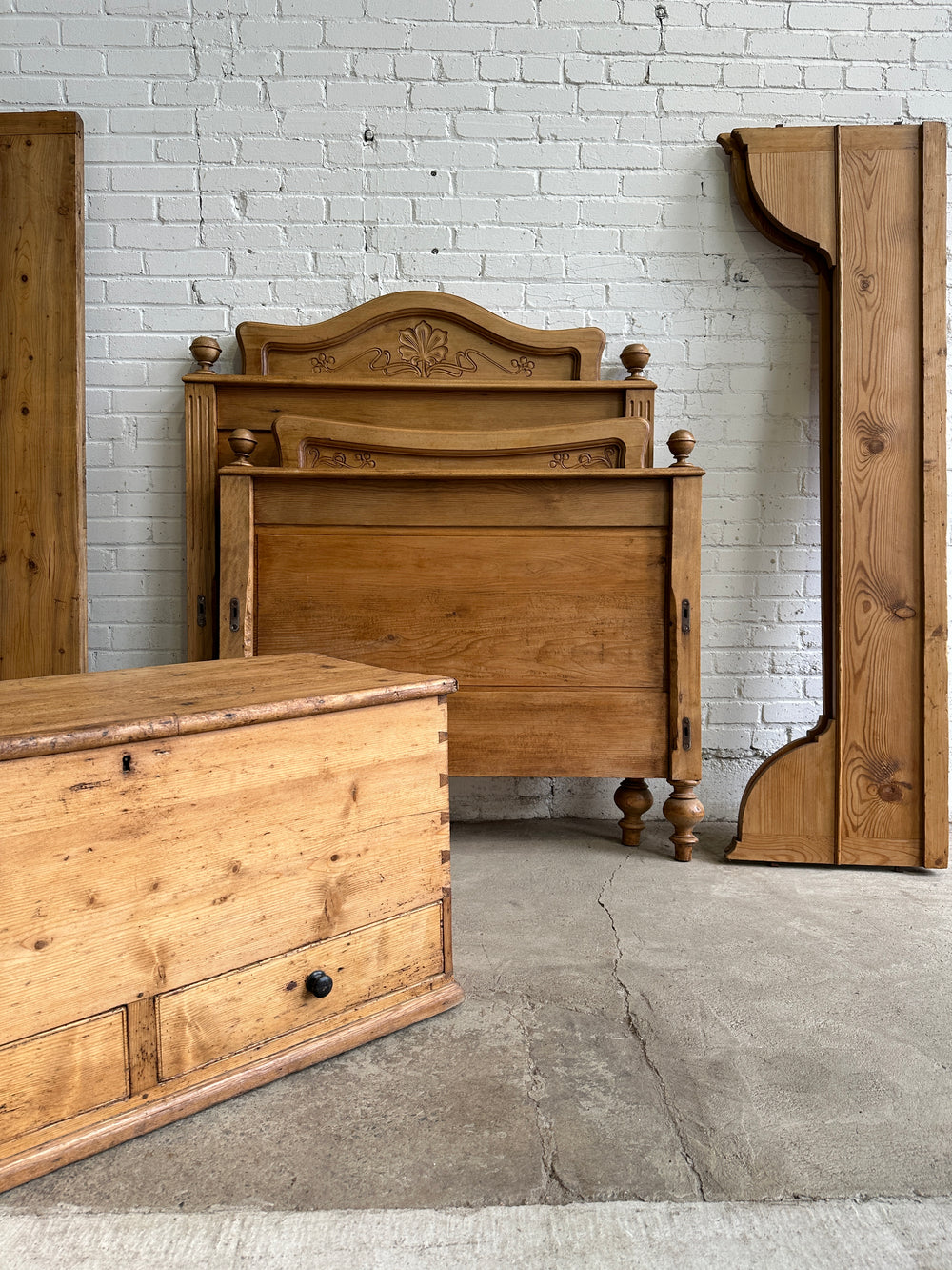 Antique Pine English Mule Chest with Locking Drawers c. 1840