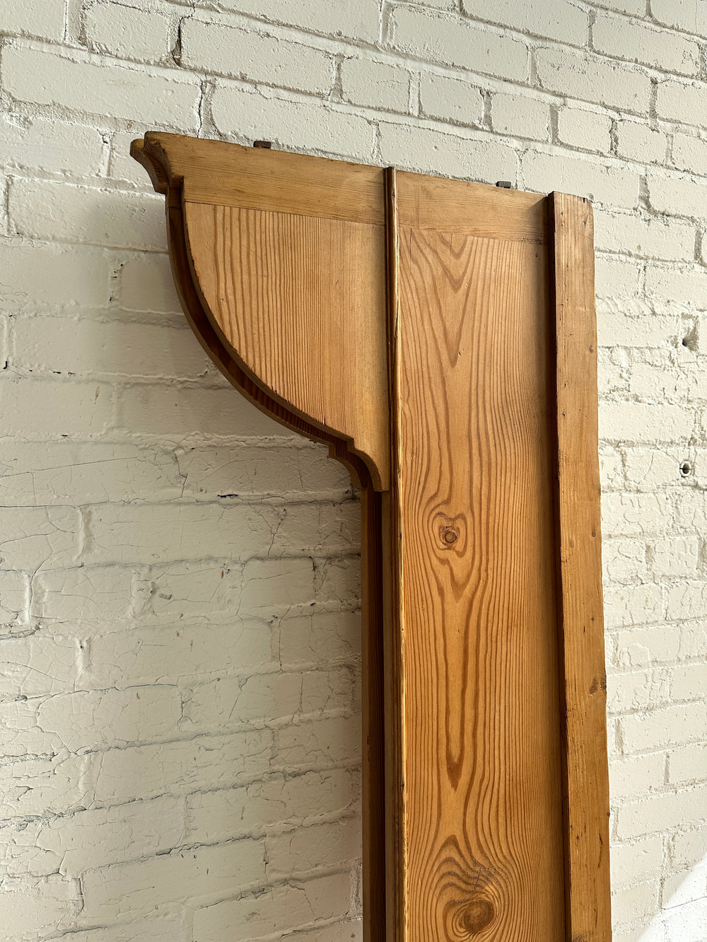 Antique Pine Sleigh Bed with Leaf and Berry Carvings c. 1890