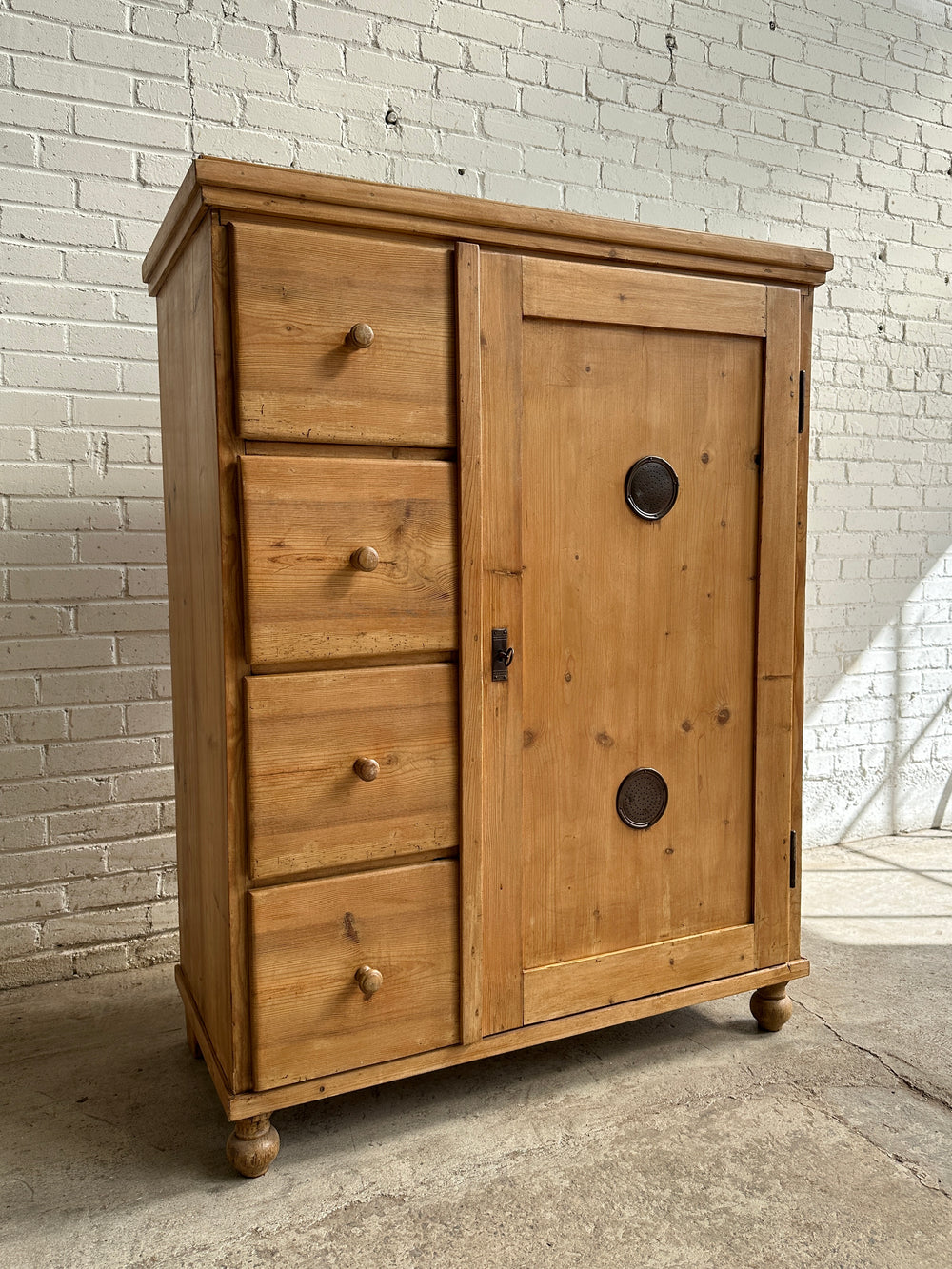 Antique Pine European Larder Cupboard c. 1900