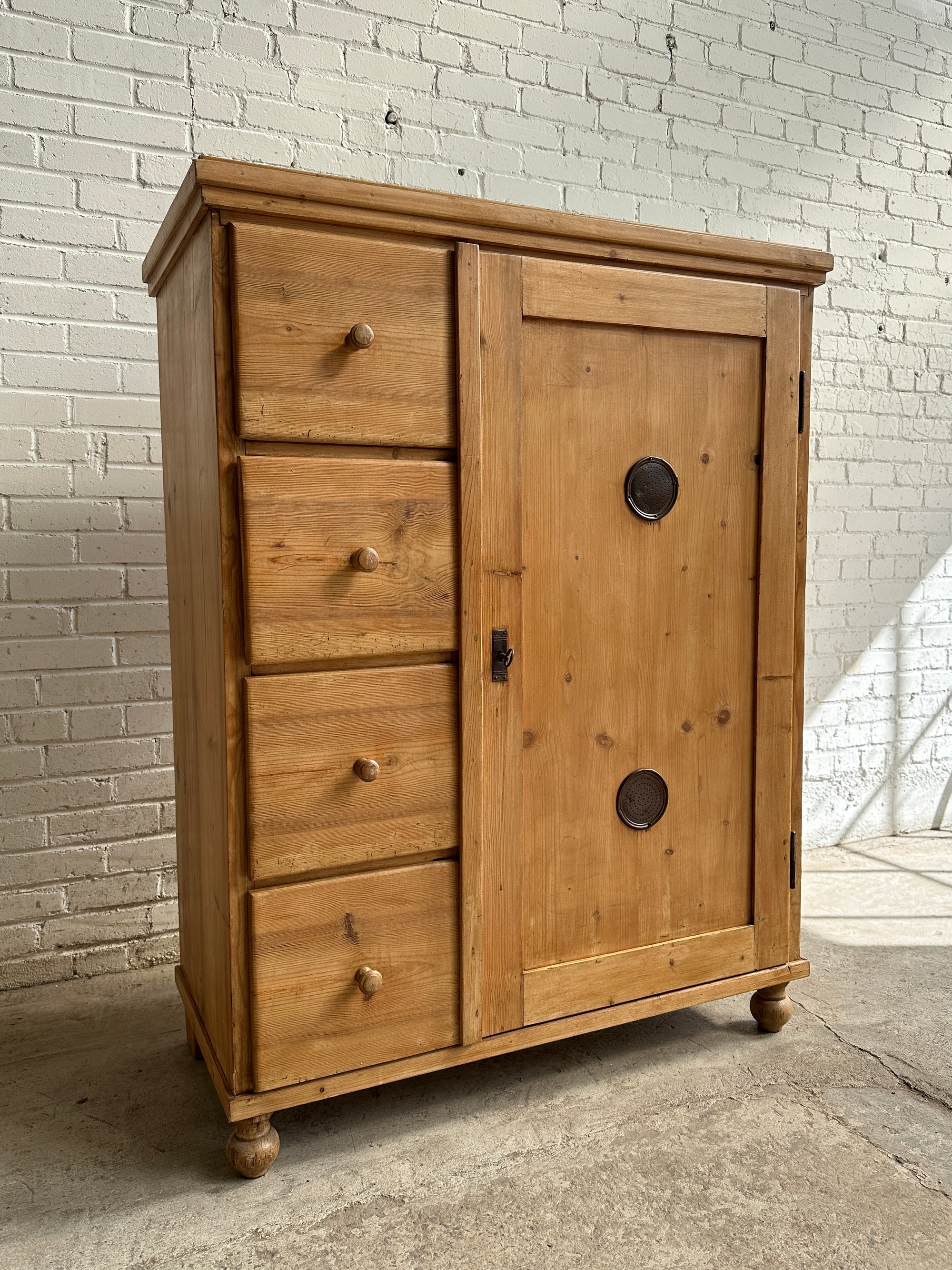 Antique Pine European Larder Cupboard c. 1900