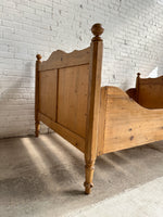 Extra Wide Antique Pine Sleigh Bed, c. 1900