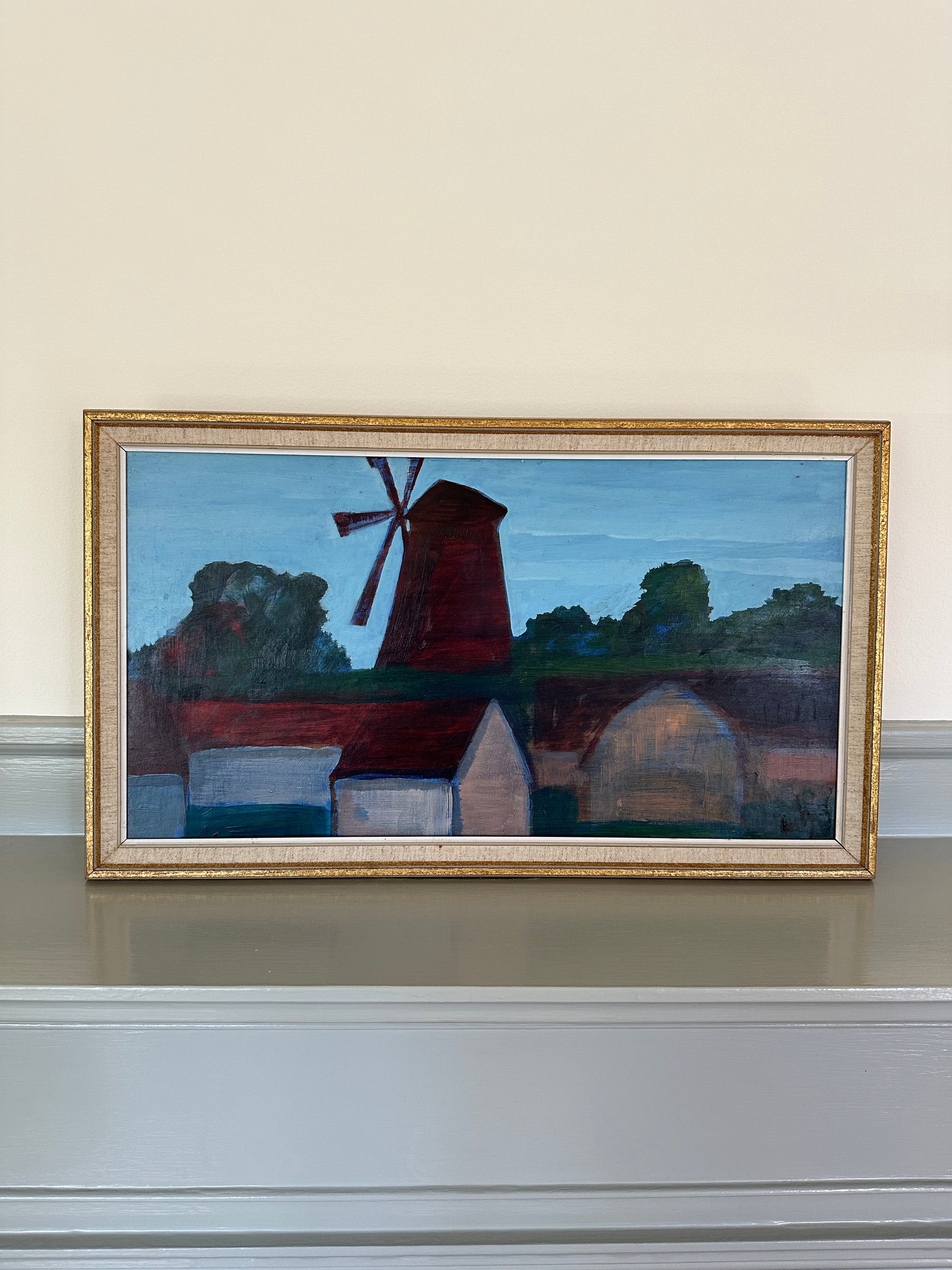 Windmill Landscape: Swedish oil on board