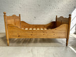 Extra Wide Antique Pine Sleigh Bed, c. 1900