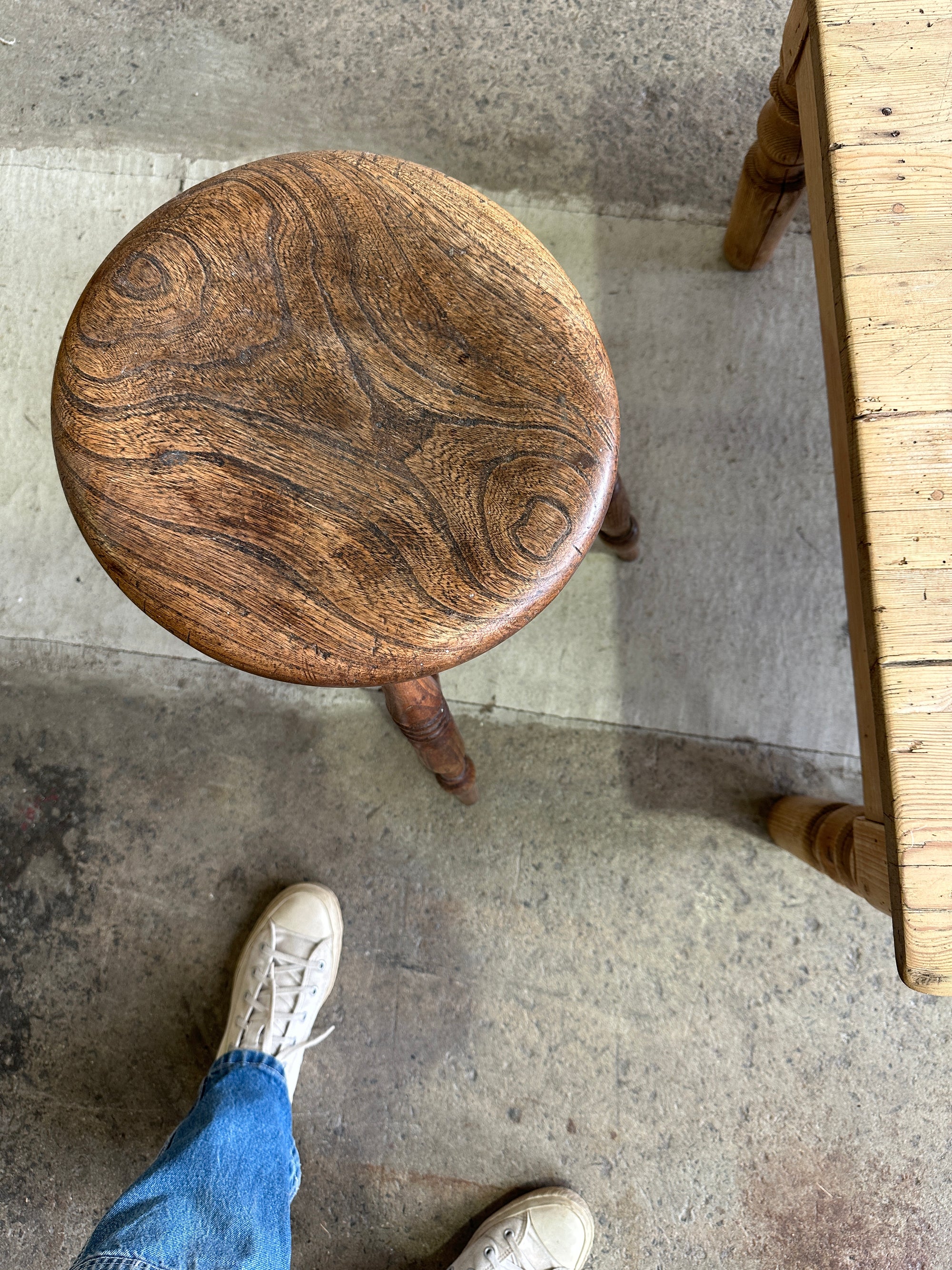 Antique English Elm Stool c. 1880