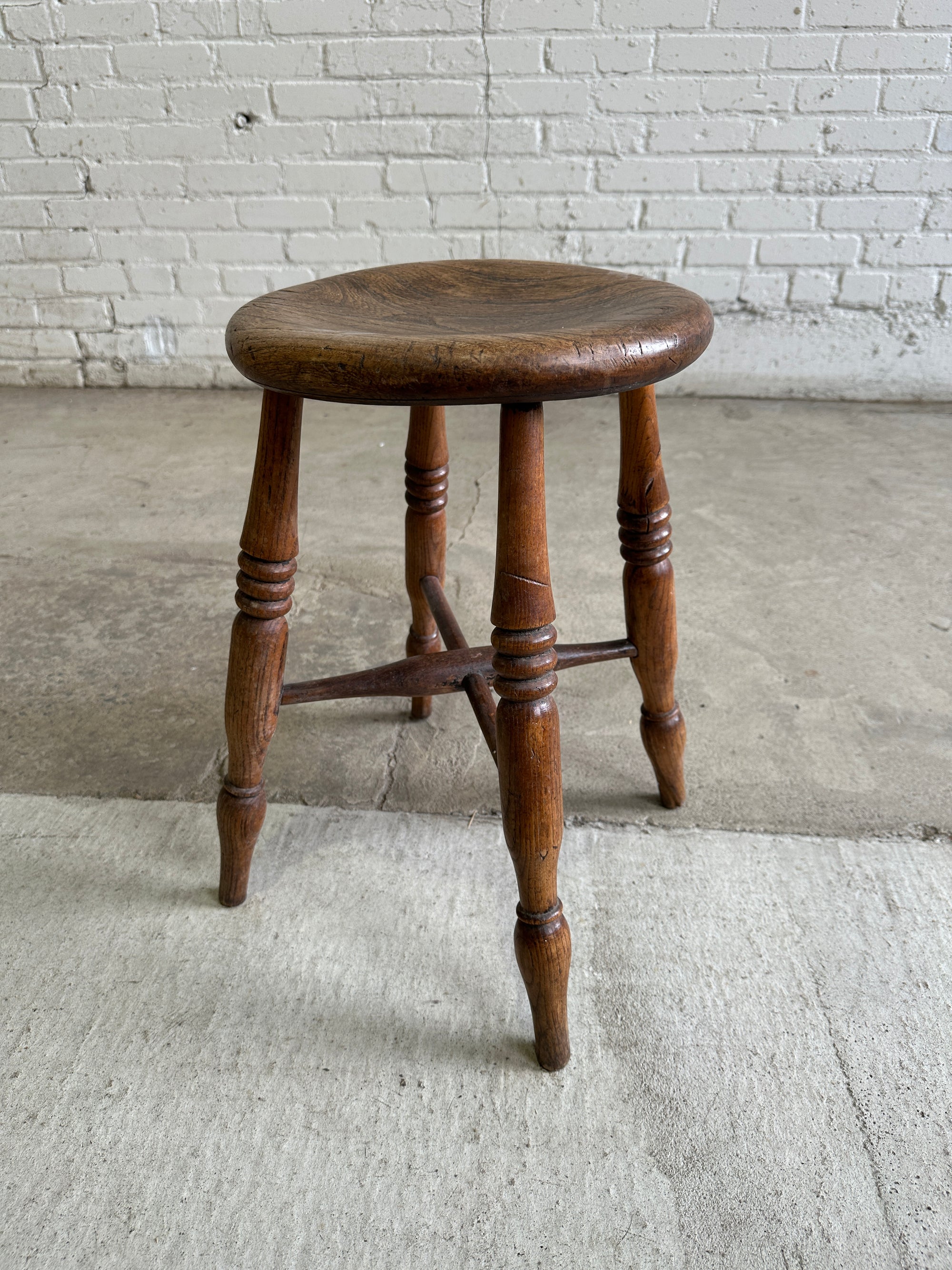 Antique English Elm Stool c. 1880