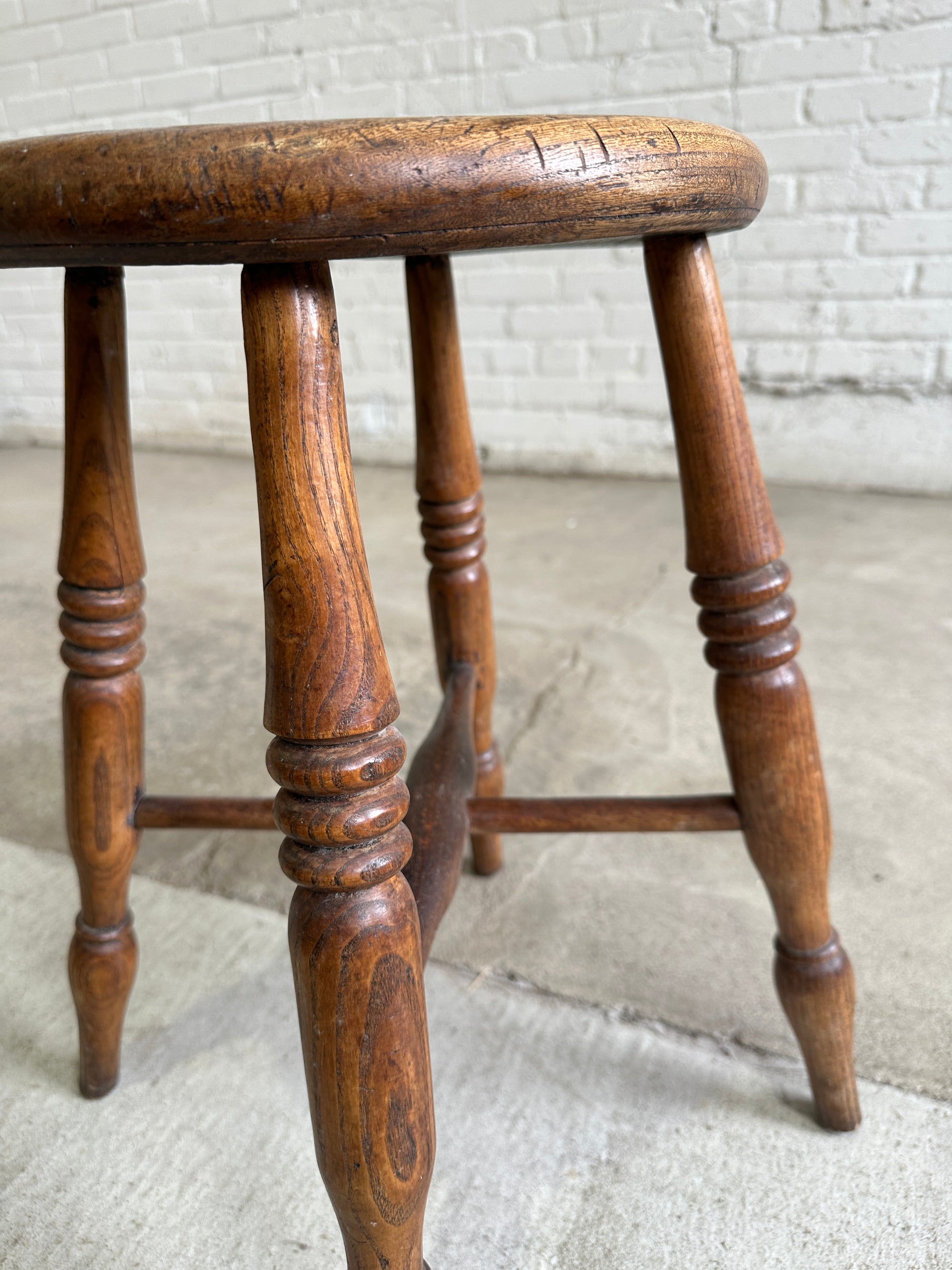 Antique English Elm Stool c. 1880