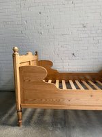 Antique Pine Bed with Rounded Side Rails, c. 1900