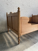 Antique Pine Bed with Rounded Side Rails, c. 1900