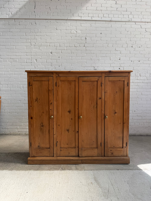 Antique Pine English Four Door Cupboard c. 1900