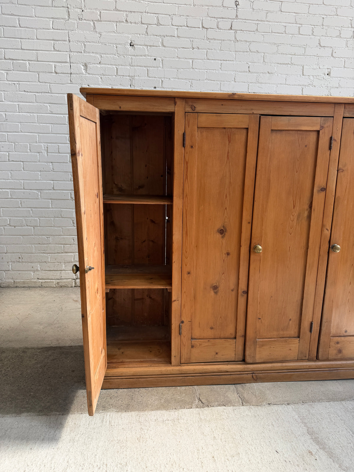 Antique Pine English Four Door Cupboard c. 1900