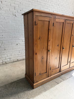 Antique Pine English Four Door Cupboard c. 1900
