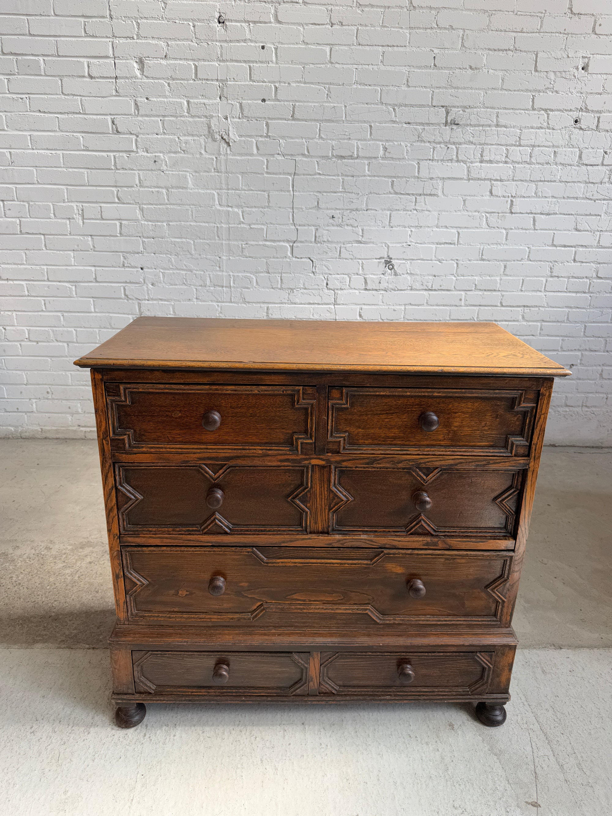 Antique Oak English Chest of Drawers c. 1900