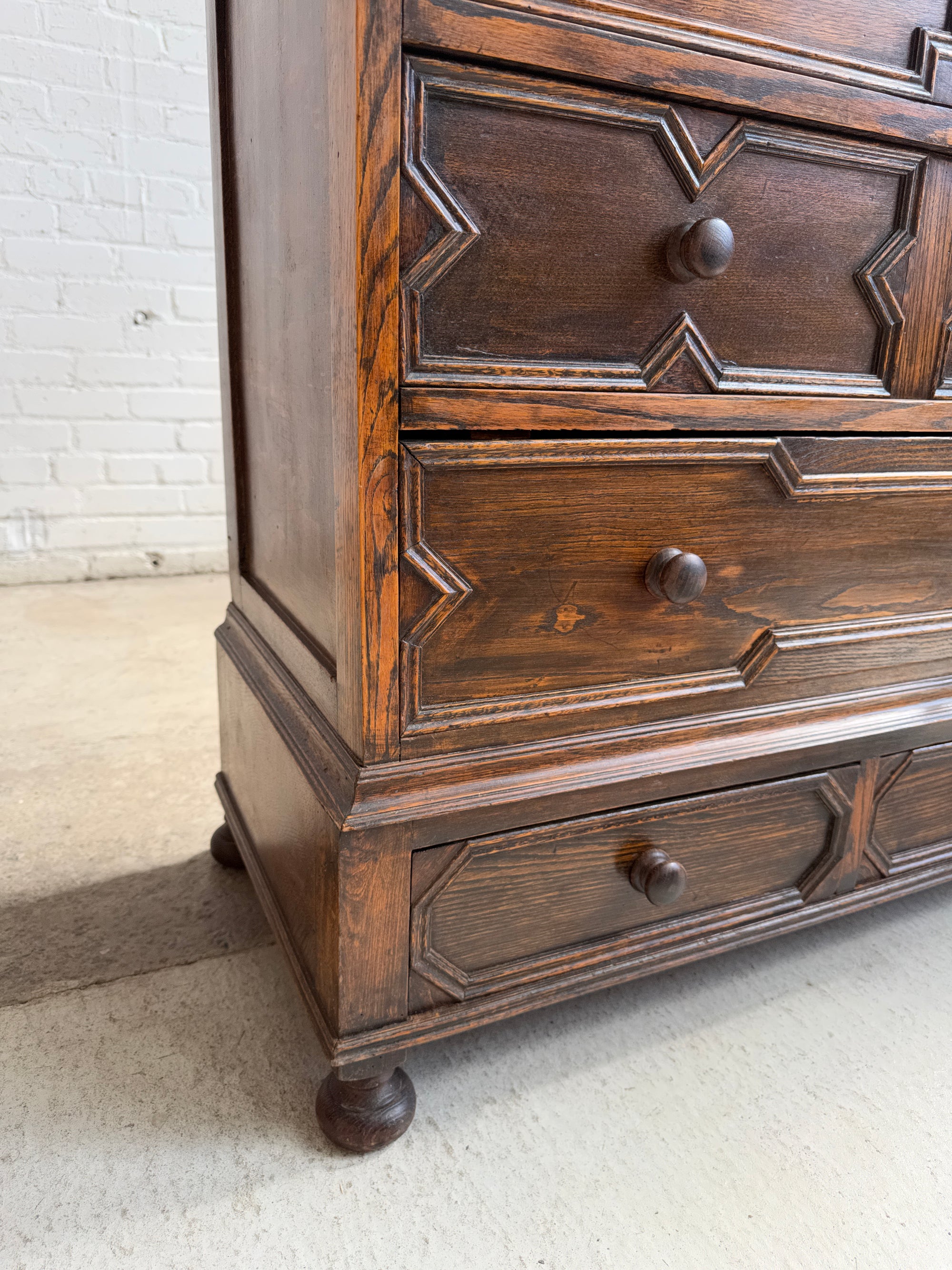 Antique Oak English Chest of Drawers c. 1900