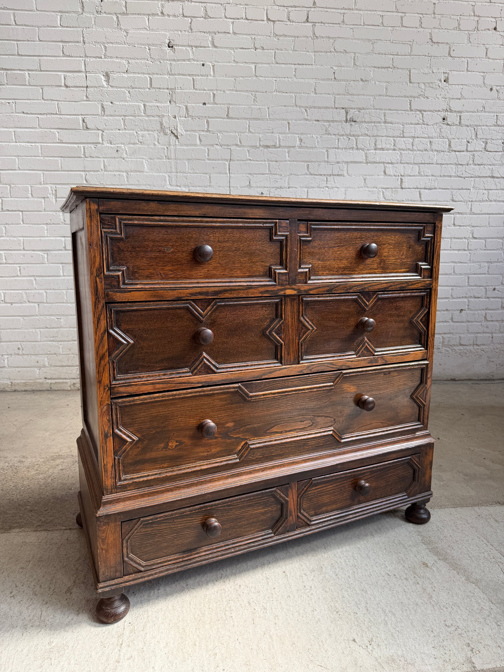 Antique Oak English Chest of Drawers c. 1900
