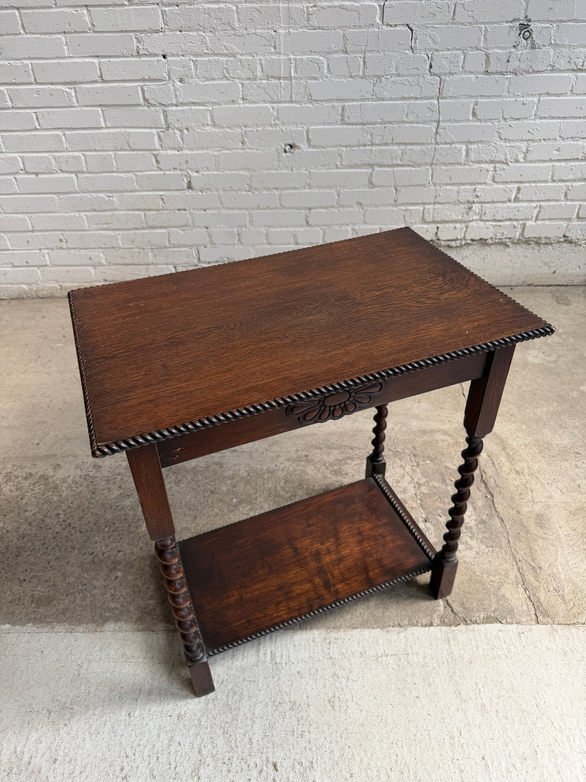 An Antique English Oak Barley Twist Side Table c. 1910