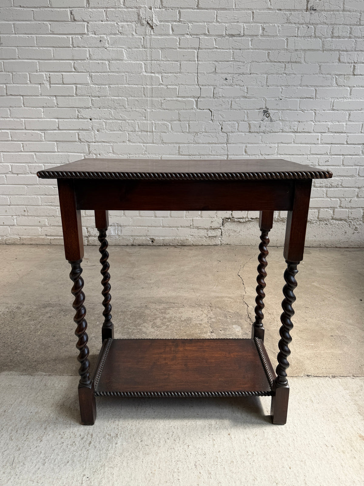 An Antique English Oak Barley Twist Side Table c. 1910