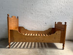 Antique Pine Sleigh Bed with High Headboard