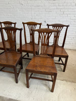 Antique Set of Six Georgian Oak Chairs, c. 1890