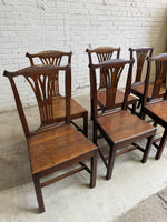 Antique Set of Six Georgian Oak Chairs, c. 1890