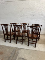 Antique Set of Six Georgian Oak Chairs, c. 1890