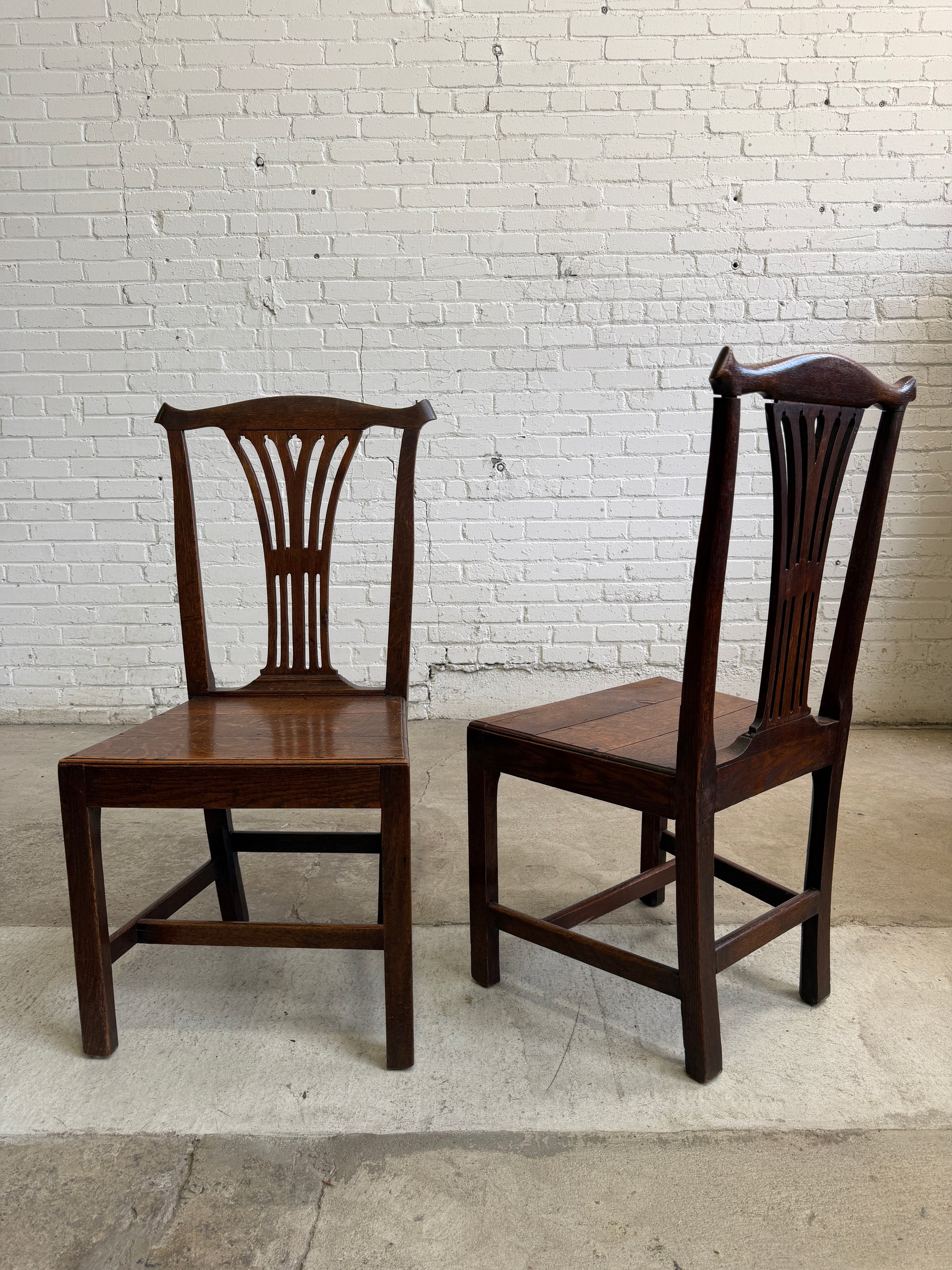 Antique Set of Six Georgian Oak Chairs, c. 1890
