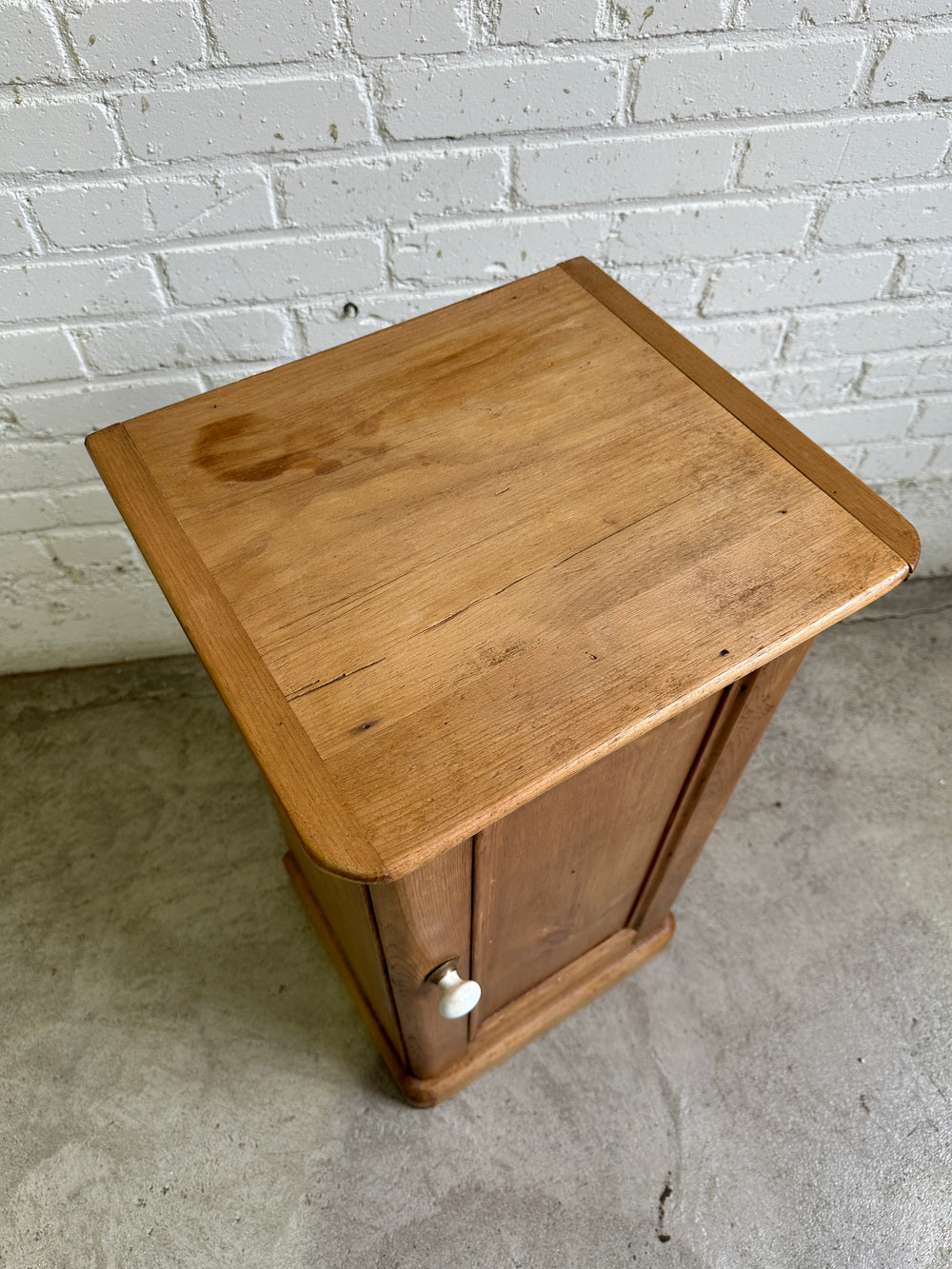 Antique English Bedside Cupboard with Ceramic Knob