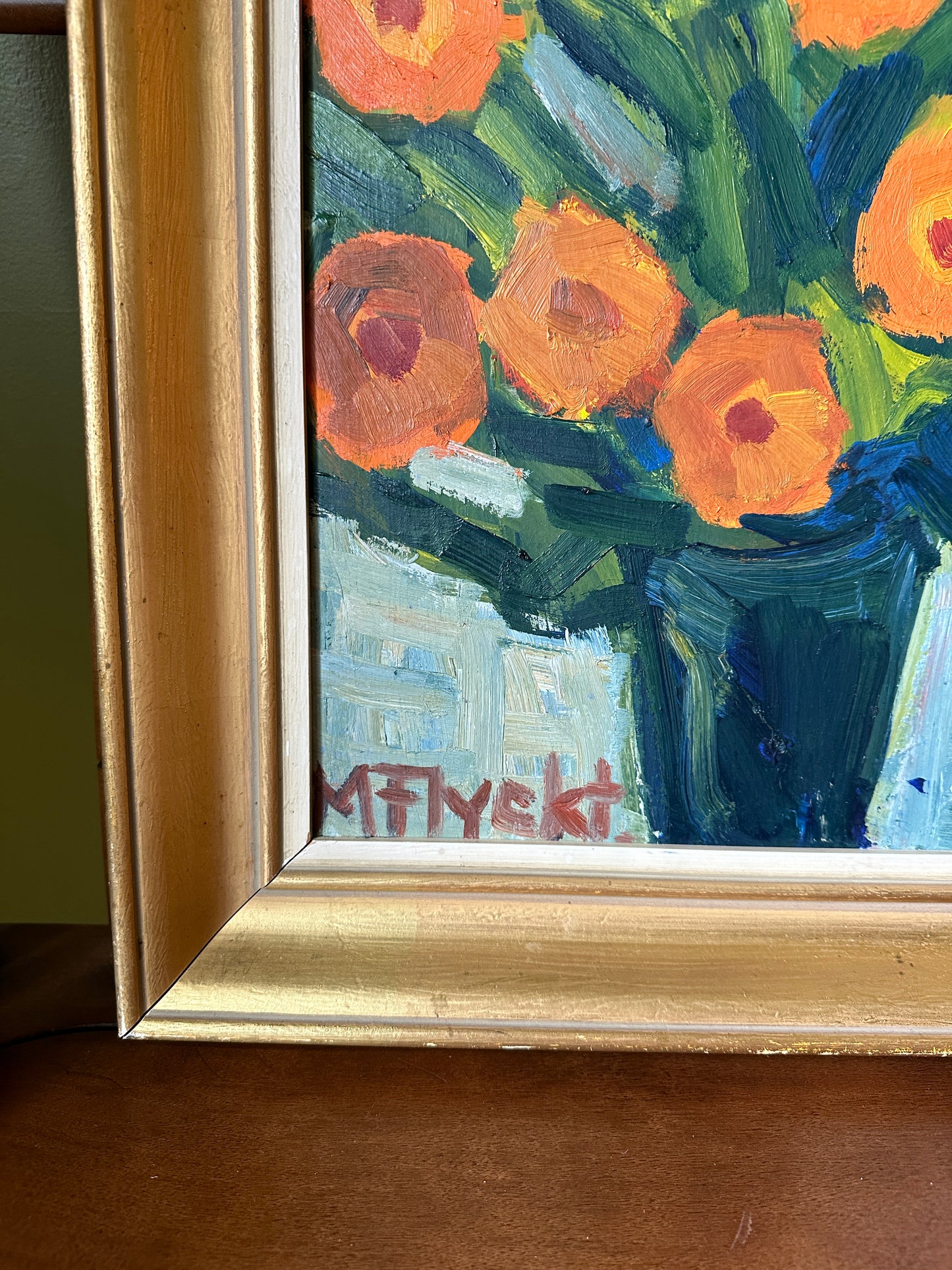 Bright Bouquet: Vintage Swedish Oil on Canvas