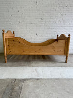 Antique Pine Sleigh Bed with Curved Siderails c. 1900