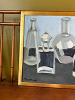Glass Perfume Bottles: Vintage Swedish Oil on Canvas