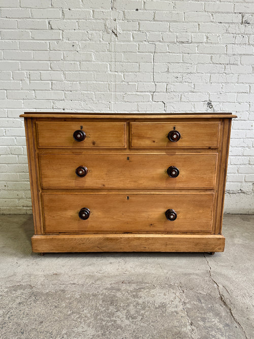 Antique Pine Chest of Drawers on Castors c. 1880