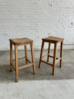 Antique English Pair of Stools with Saddle Seats, c. 1920