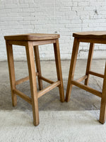 Antique English Pair of Stools with Saddle Seats, c. 1920