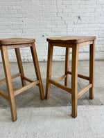 Antique English Pair of Stools with Saddle Seats, c. 1920