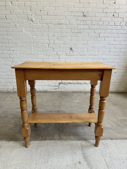 An English Antique Pine Side Table with Shelf c. 1890